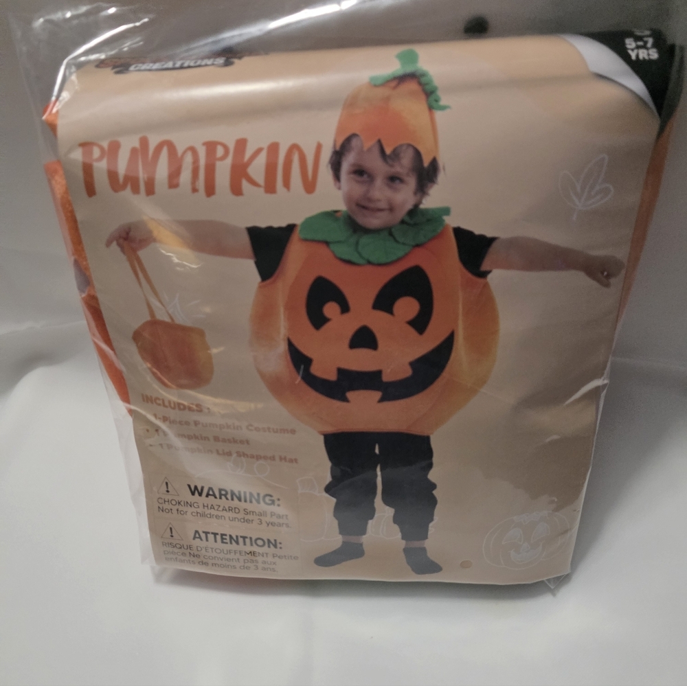 Pumpkin Kids Costume with Hat and Bag